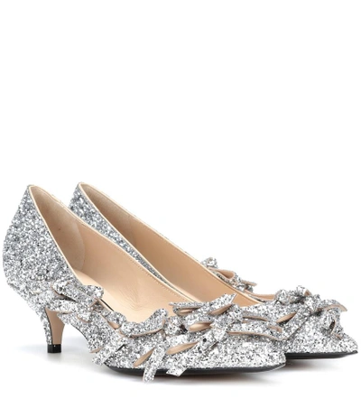 Shop N°21 Embellished Glitter Pumps In Silver