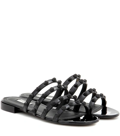 Balenciaga Arena Patent Leather Sandals In Black | ModeSens