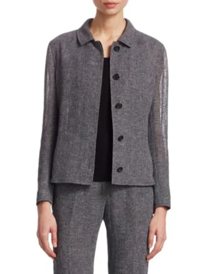Shop Akris Saburo Linen Crepe Jacket In Grey