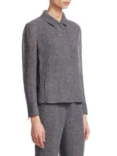 Shop Akris Saburo Linen Crepe Jacket In Grey