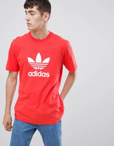 Shop Adidas Originals Trefoil T-shirt In Red Dh5777 - Red