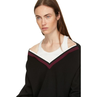 Shop Alexander Wang T Alexanderwang.t Black Varsity Trim V-neck Sweater In 001 Black