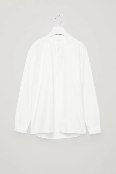 Shop Cos Organic Cotton Grandad-collar Tunic Shirt In White