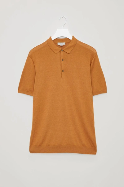 Shop Cos Silk-cotton Polo Shirt In Orange
