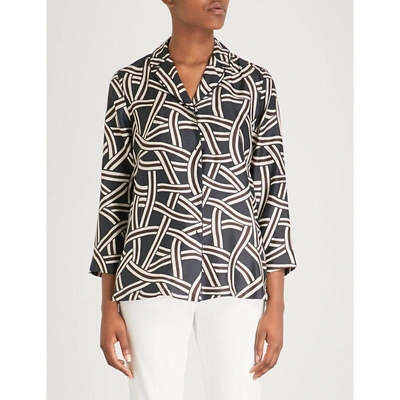 Shop Max Mara Selim Floral-print Silk-chiffon Shirt In Navy