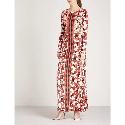Shop Temperley London Nellie Printed Stretch-crepe Dress In Vermillion Mix