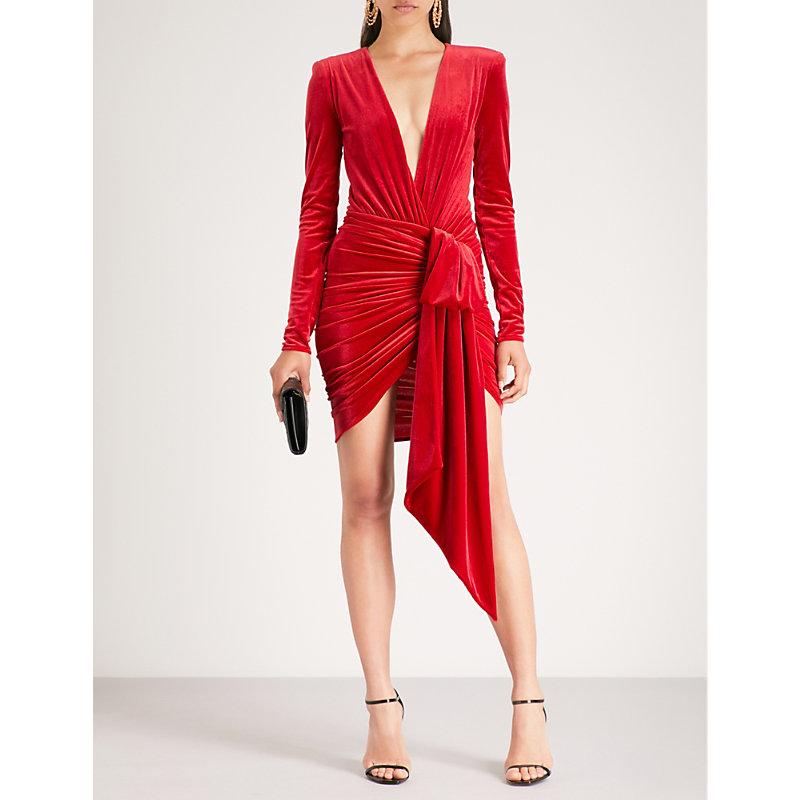 alexandre vauthier red velvet dress