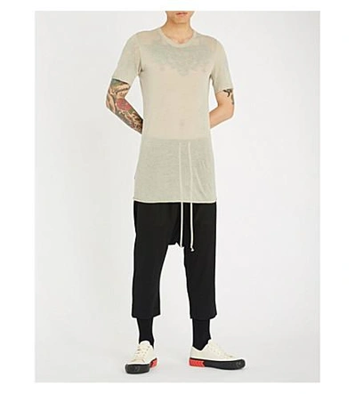 Shop Rick Owens Drawstring Relaxed-fit Cropped Wool Trousers In Black