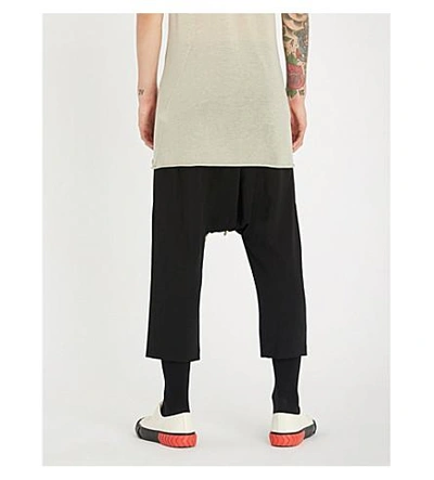 Shop Rick Owens Drawstring Relaxed-fit Cropped Wool Trousers In Black