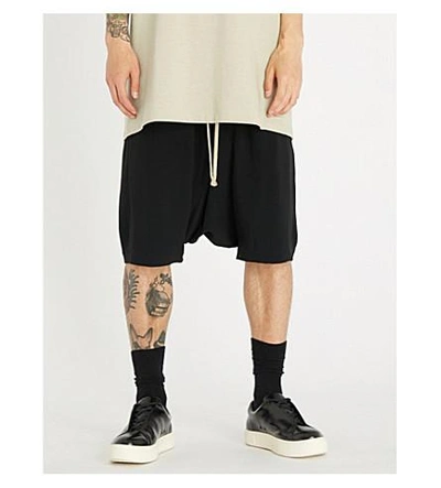 Shop Rick Owens Rick's Pods Relaxed-fit Dropped-crotch Woven Shorts In Black