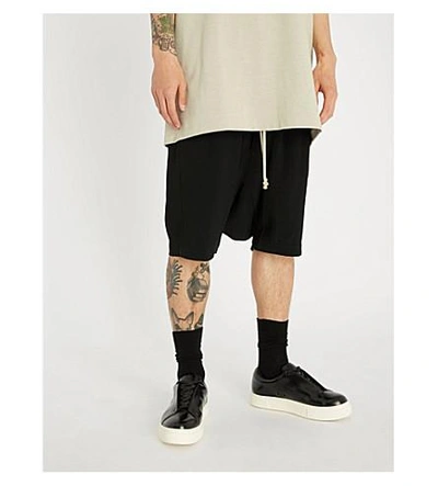 Shop Rick Owens Rick's Pods Relaxed-fit Dropped-crotch Woven Shorts In Black