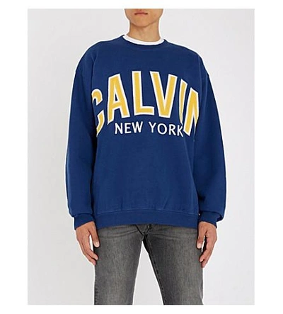 Calvin Klein Jeans Est.1978 Hikos 3 Logo-appliqué Stretch-cotton Sweatshirt  In Blue Depths | ModeSens