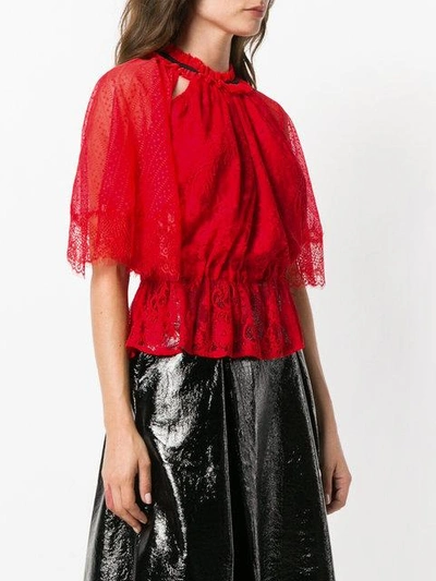 Shop Three Floor Lace Patterned Blouse In Red
