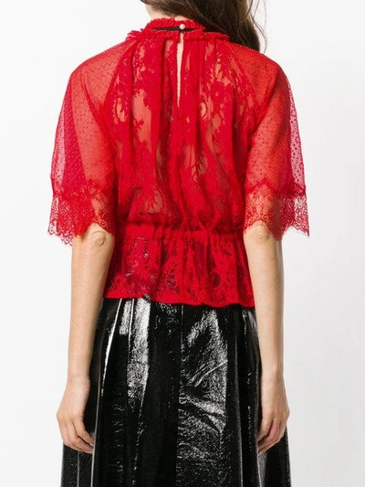 Shop Three Floor Lace Patterned Blouse In Red