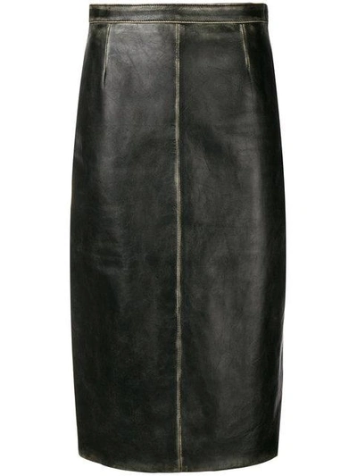Shop Miu Miu Faded Detail Skirt In Black