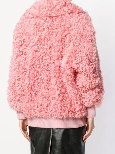 Shop Miu Miu Midi Shearling Coat In Pink