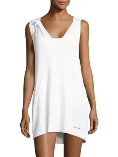 Shop Calvin Klein Hooded Swim Dress In Soft White