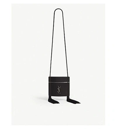 Shop Saint Laurent Black Opium Leather Box Clutch Bag