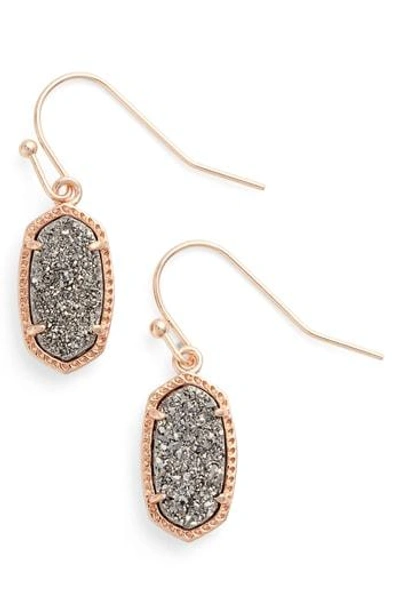 Shop Kendra Scott Lee Small Drop Earrings In Platinum Drusy/ Rose Gold