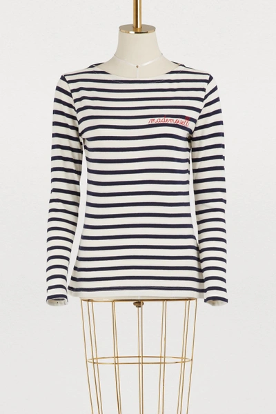Shop Maison Labiche Mademoiselle Breton-striped Cotton Sweater In Off White/dark Blue