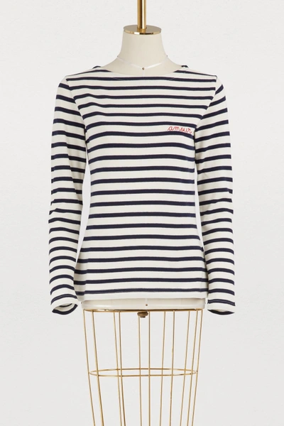 Shop Maison Labiche Amour Striped Shirt In Off White/dark Blue