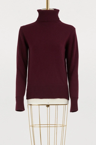 Shop Officine Generale Cashmere And Wool Turtleneck Sweater In Purple