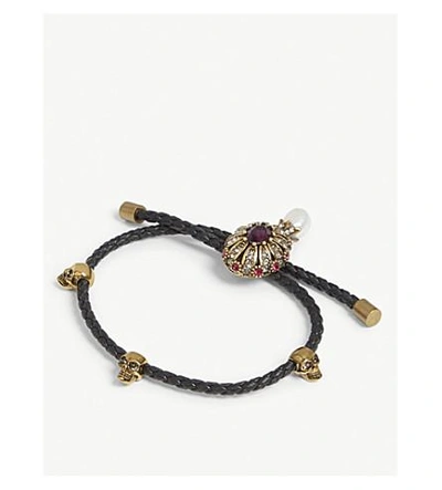 Shop Alexander Mcqueen Jewel Charm Nappa Leather Bracelet In Black