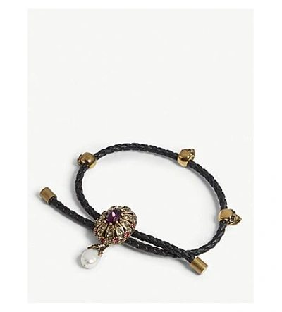 Shop Alexander Mcqueen Jewel Charm Nappa Leather Bracelet In Black