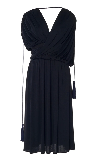 Shop Lanvin Draped Jersey Dress In Black