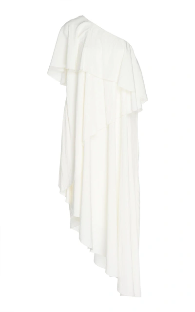 Shop Lanvin Asymmetrical Ruffle Dress In White