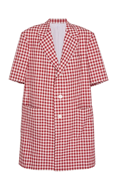 Shop Thom Browne Oversized Patch Pocket Coat In Red