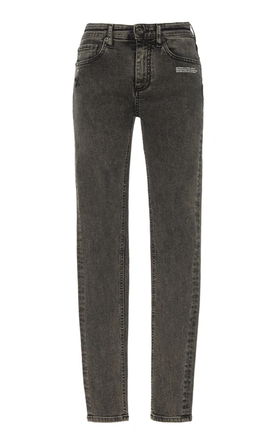 Shop Off-white Stretch Mid-rise Skinny-leg Jeans In Grey