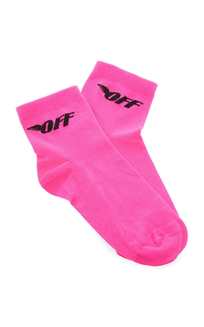 Shop Off-white Fluo Off Wings Short Socks In Pink