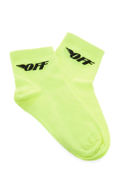 Shop Off-white Fluo Off Wings Short Socks In Yellow