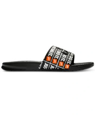 Shop Nike Men's Benassi Just Do It Print Slide Sandals From Finish Line In Black/black