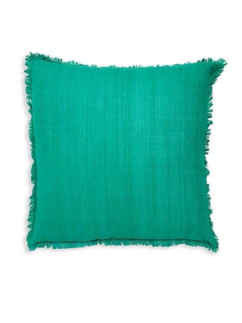 Jonathan Adler Frayed Silk Pillow In Emerald Modesens