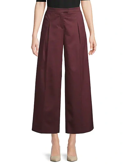 Shop Valentino Wide-leg Cropped Cotton Pants In Beige