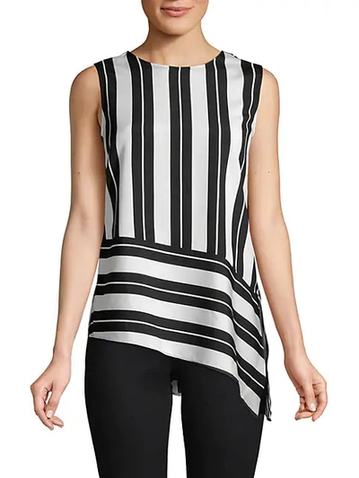 Shop Calvin Klein Sleeveless Striped Top In Black White