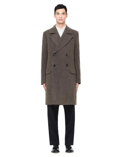 Shop Ann Demeulemeester Double-breasted Wool Coat In Brown