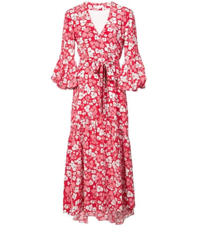 Shop Borgo De Nor Ingrid Red And White Floral Print Dress In Red/pink