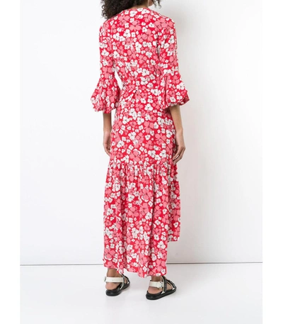 Shop Borgo De Nor Ingrid Red And White Floral Print Dress In Red/pink