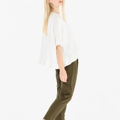 Shop Paisie Oversized Jersey Top With Drop Hem Ruffle In White