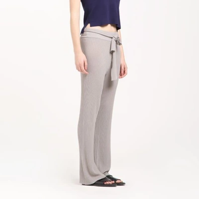 Shop Paisie Wide Legged Fine Knit Ribbed Trousers With Tie Belt