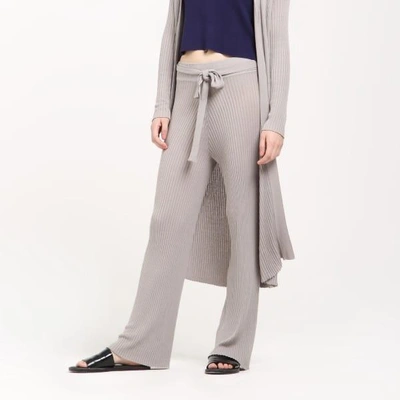 Shop Paisie Wide Legged Fine Knit Ribbed Trousers With Tie Belt