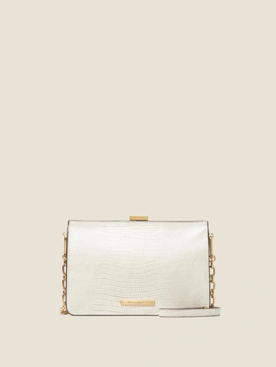 Shop Donna Karan Tate Lizard Leather Clutch In Ivory