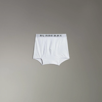 Shop Burberry Stretch Cotton Boxer Shorts In White