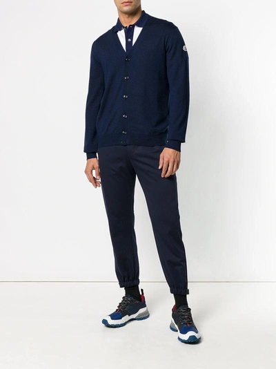 Shop Moncler Long-sleeve Fitted Cardigan - Blue