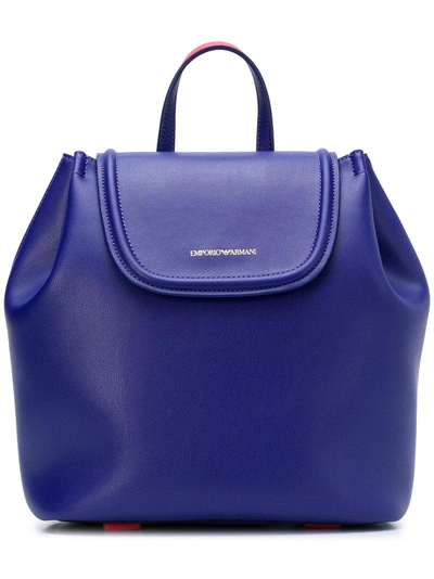 Shop Emporio Armani Faux Leather Rucksack In Blue