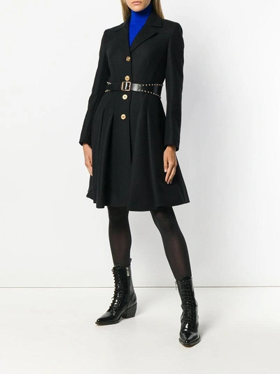 Shop Versace Medusa Pleated Coat - Black