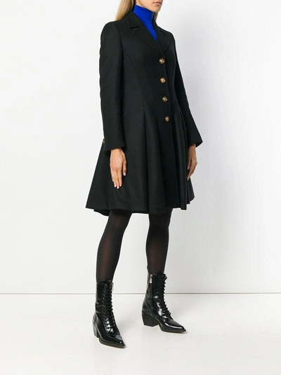 Shop Versace Medusa Pleated Coat - Black